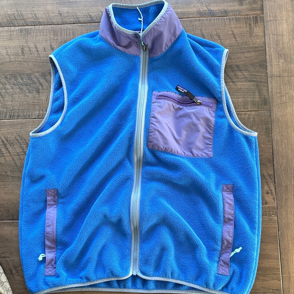 Patagonia men’s Fleece Vest in Blue and Purple